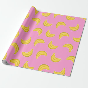 Papier Cadeau Bananes allantes dans le rose