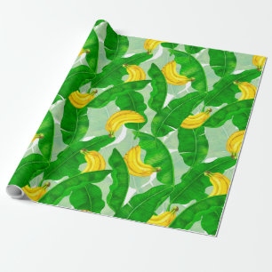 Papier Cadeau Bananes et aquarelle feuille