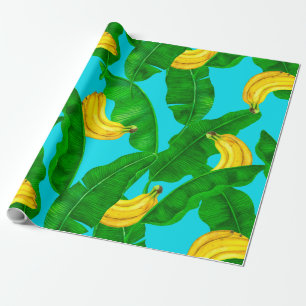 Papier Cadeau Bananes et aquarelle feuille