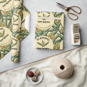 Papier Cadeau Bananes Jaune Tropical Go Heureux Anniversaire Ban
