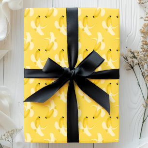 Papier Cadeau Bananes sur Motif de fruits jaunes