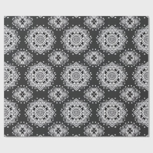 Papier Cadeau Bandanna Mandala noir et blanc