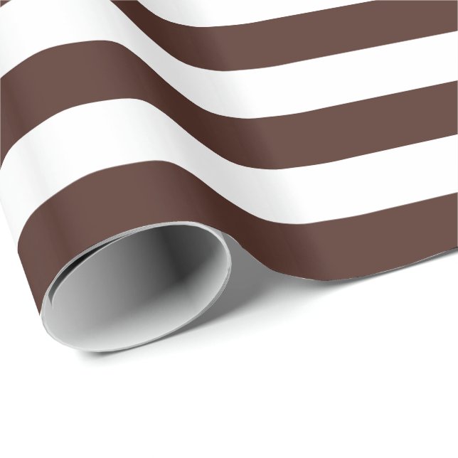 Papier Cadeau Bande Brown et blanche (Coin rond)