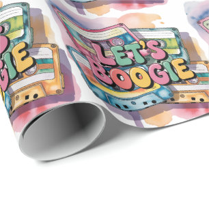 Papier Cadeau Bande Cassette Rétro Faisons la Fête Anniversaire
