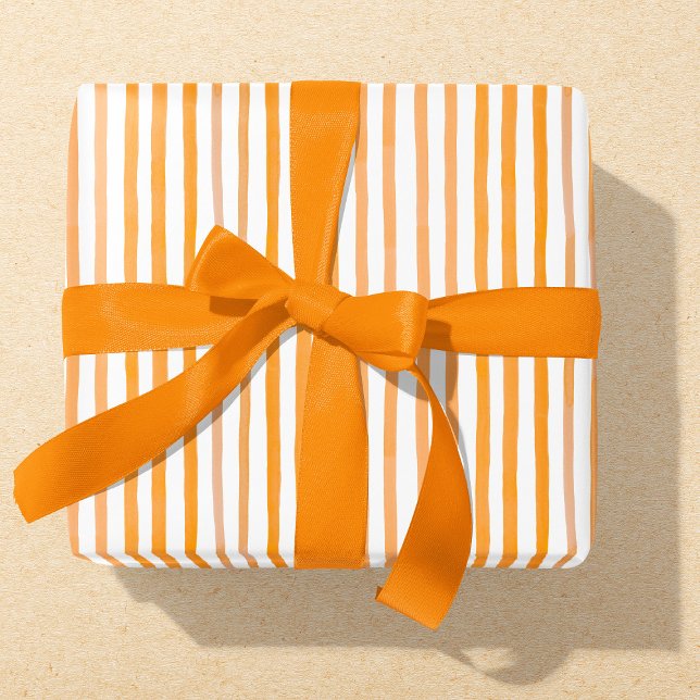 Papier Cadeau Bande d'aquarelle orange et blanche (Créateur téléchargé)