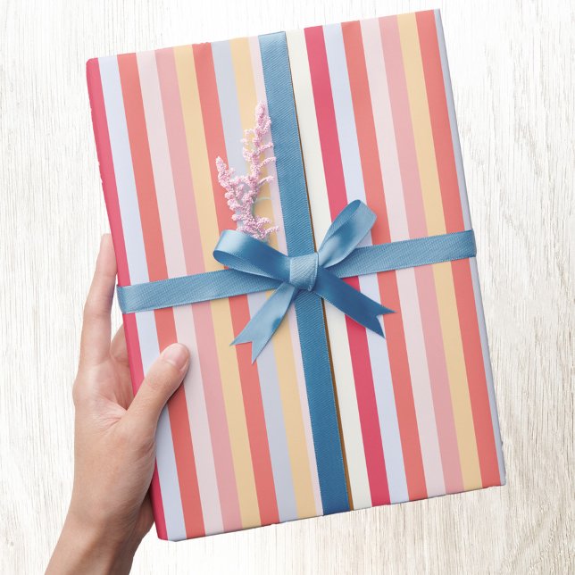 Papier Cadeau Bande de bonbons Pastel moderne (Modern pastel candy stripe gift wrap paper roll)