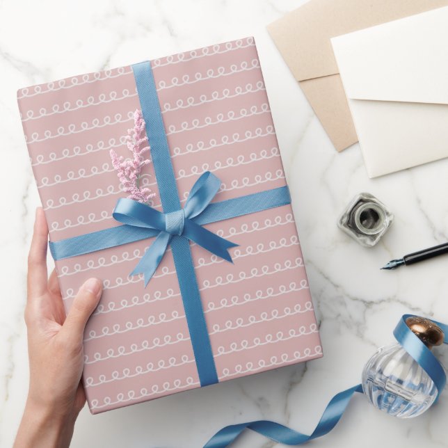 Papier Cadeau Bande de frottement rose et blanc (Cadeaux)