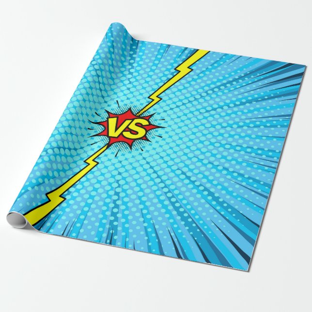 Papier Cadeau Bande dessinée contre arrière - plan, style pop-ar (Déroulé)