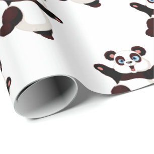 Papier Cadeau Bande dessinée de coup de pied élevée d'ours panda