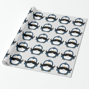 Papier Cadeau Bande dessinée de pingouin de moustache