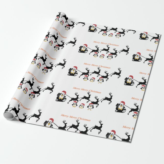 Papier Cadeau Bande dessinée mignonne de Penquin, papier (Déroulé)