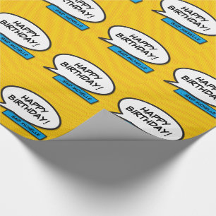 Papier Cadeau Bande dessinée personnalisée JOYEUX ANNIVERSAIRE P