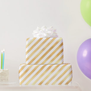 Papier Cadeau Bande diagonale en or glam