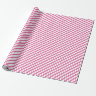 Papier Cadeau Bande diagonale rose et blanc à plusieurs longueur
