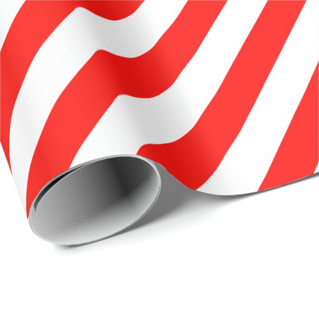 Papier Cadeau Bande diagonale rouge de pomme de bonbon (Coin rond)