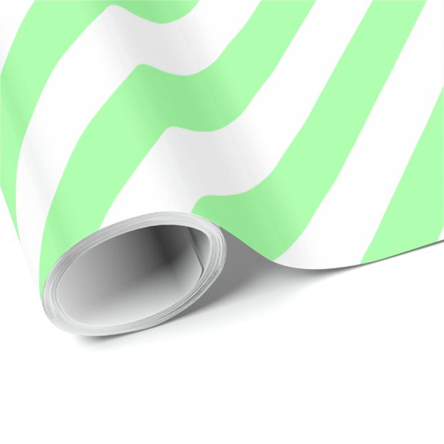 Papier Cadeau Bande diagonale verte de la menthe (Coin rond)