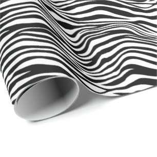 Papier Cadeau Bande d'impression Zebra noir et blanc
