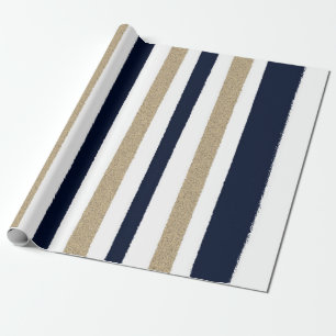 Papier Cadeau Bande marine / Beige / Livre blanc