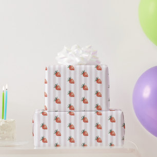 Papier Cadeau Bande rose fraise rouge