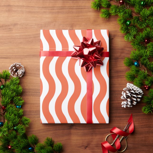 Papier Cadeau Bande Super orange rétro (Cadeau de vacances)
