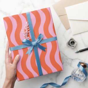 Papier Cadeau Bande Super Wavy rose rétro