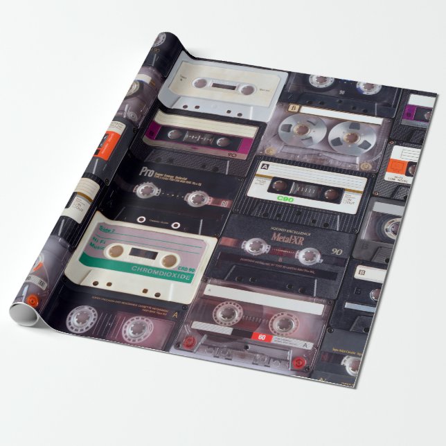 Papier Cadeau Bandes audiocassettes analogiques (Déroulé)