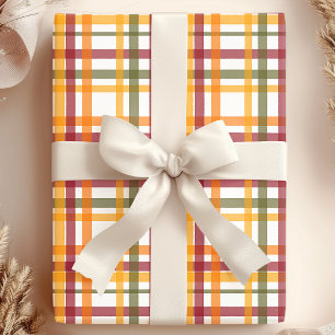Papier Cadeau Bandes d'aquarelle plaid automne Motif automne