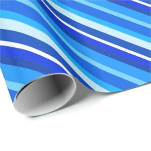Papier Cadeau Bandes de bonbons en couche - cobalt et bleu pâle