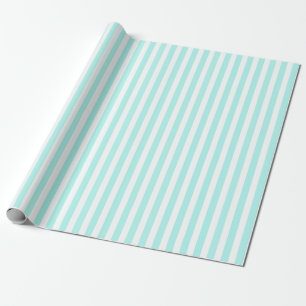 Papier Cadeau Bandes de bonbons turquoise et blanche
