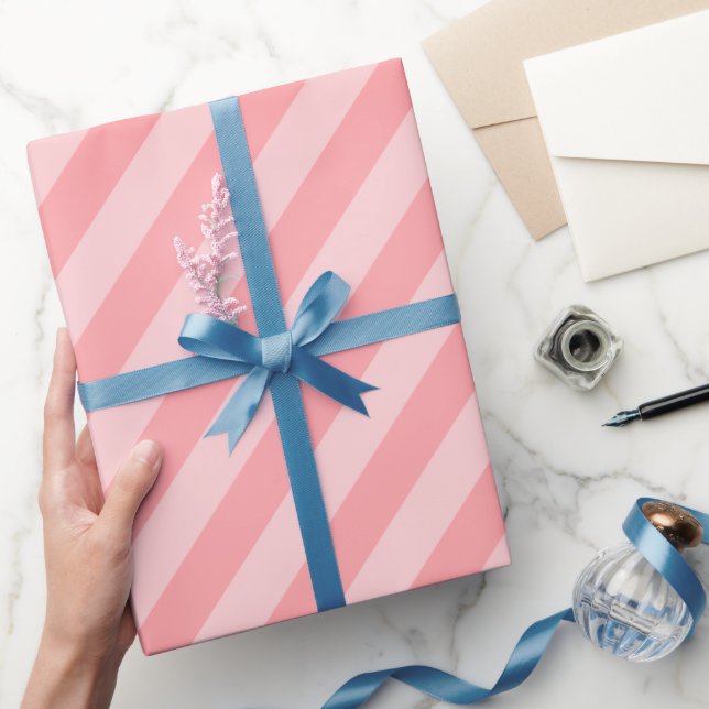 Papier Cadeau Bandes de corail et de diagonale (Cadeaux)