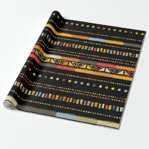 Papier Cadeau Bandes de couleur artisanale brillante tribale san