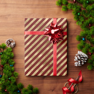 Papier Cadeau Bandes de glam d'antiquité rouge or
