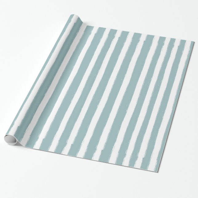 Papier Cadeau Bandes de menthe Nautique (Déroulé)