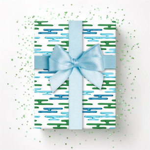 Papier Cadeau Bandes de nuages propices en vert et aigue-marine