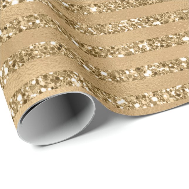 Papier Cadeau Bandes de Parties scintillant d'or        (Coin rond)