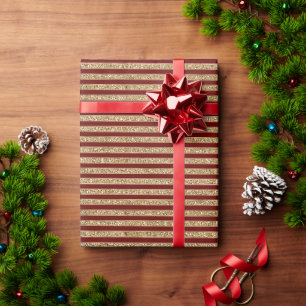 Papier Cadeau Bandes de Parties scintillant rouge or