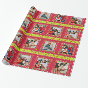 Papier Cadeau Bandes de perdrix de mélèze rouge photo de Noël