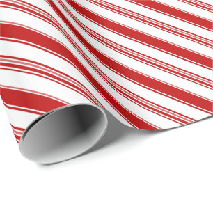 Papier Cadeau Bandes de Sucre de canne rouge et blanc (grande éc