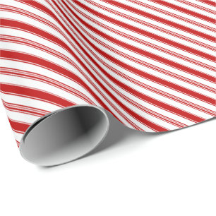 Papier Cadeau Bandes de Sucre de canne rouge et blanc (petite éc