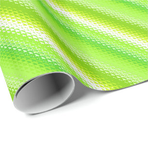 Papier Cadeau Bandes de verre dépoli - vert citron et blanc