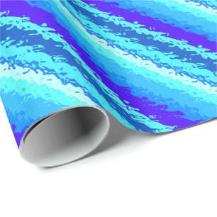 Papier Cadeau Bandes de verre - tons bleu océan