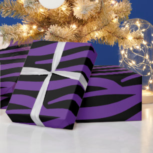 Papier Cadeau Bandes de zèbre pourpre et noir