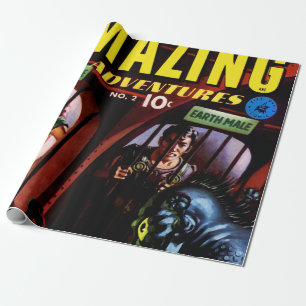 Papier Cadeau Bandes dessinées rétro de science-fiction Amazing