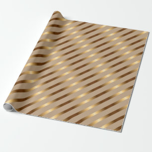 Papier Cadeau Bandes diagonales métalliques dorées