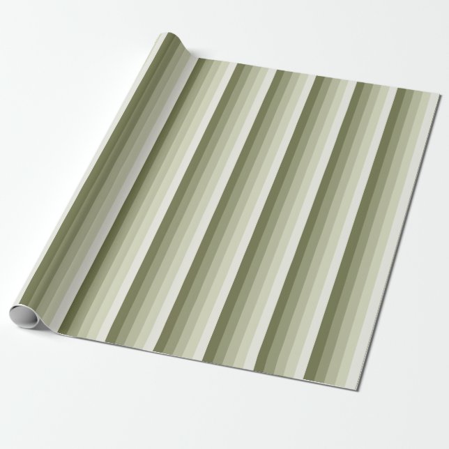 Papier Cadeau Bandes d'ombre vert olive (Déroulé)