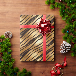 Papier Cadeau Bandes Empreintes de léopard Brown d'or