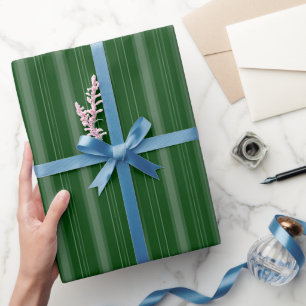 Papier Cadeau Bandes épaisses et fines vert foncé et vert clair