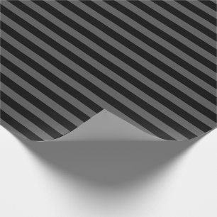 Papier Cadeau Bandes horizontales simples gris et noir