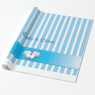 Papier Cadeau Bandes mariages, aqua