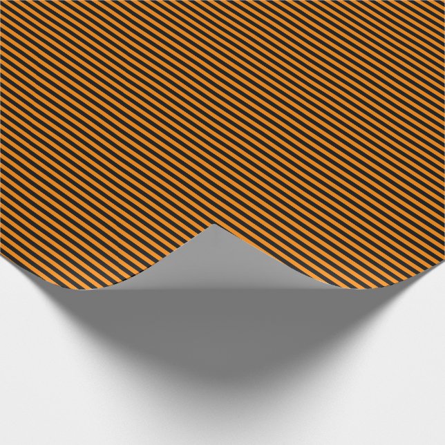 Papier Cadeau Bandes minces en noir et orange (Coin)